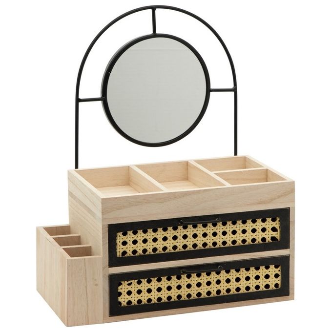 Portagioie con Specchietto e 2 Cassetti Vienna in Mdf e Metallo 37X30X17,5 cm