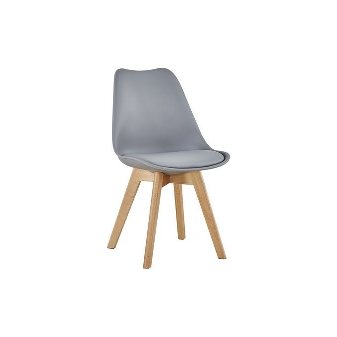 Sedia Lelia in Polipropilene e Similpelle con Gambe in Legno 57X48Cm-H81Cm Grigio
