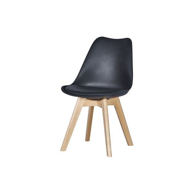 Sedia Lelia in Polipropilene e Similpelle con Gambe in Legno 57X48Cm-H81Cm Nero
