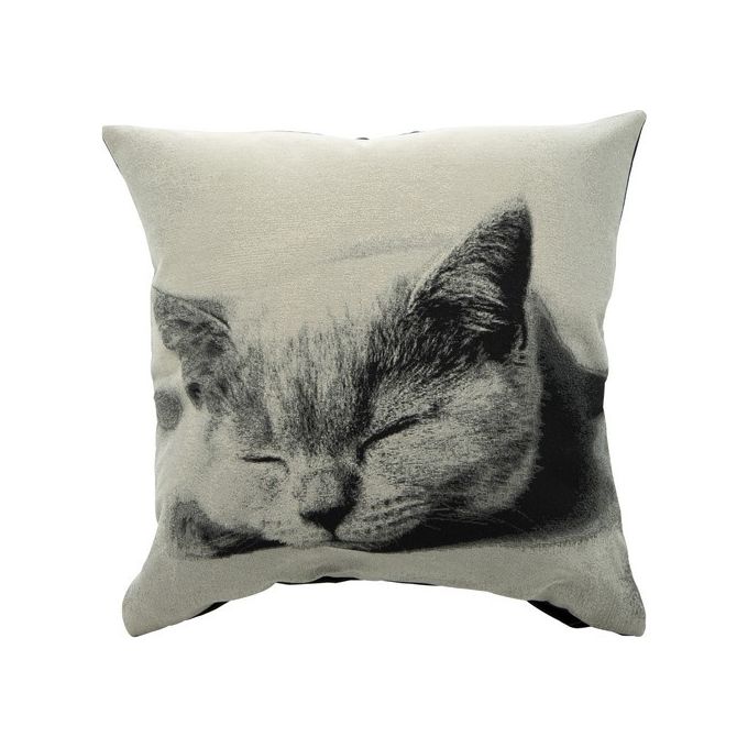 Cuscino da Arredo Sfoderabile con Decorazione Kitty 70% Poliestere e 30% Cotone 45X45 cm Bianco e Nero