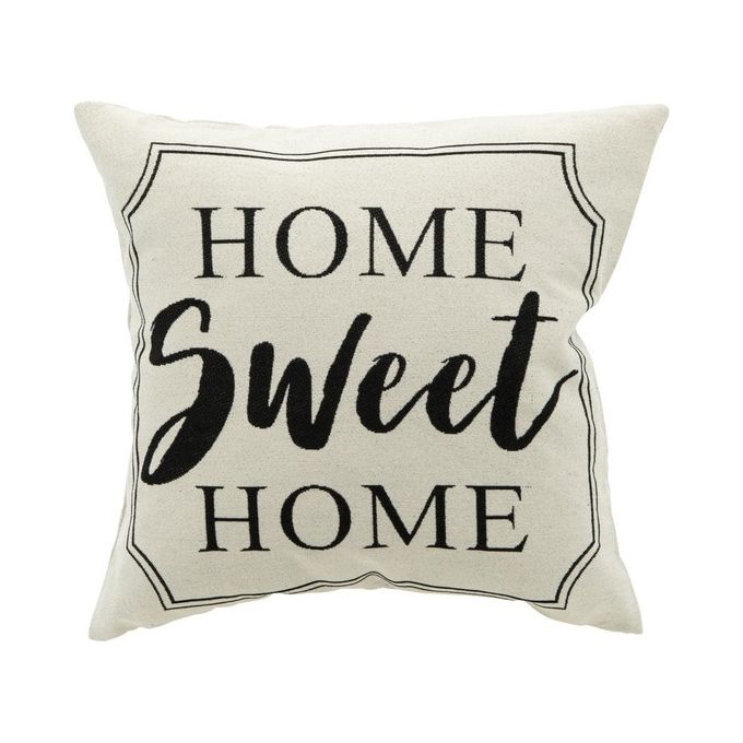 Cuscino da Arredo Sfoderabile con Decorazione Frame 70% Poliestere e 30% Cotone 45X45 cm Bianco e Nero