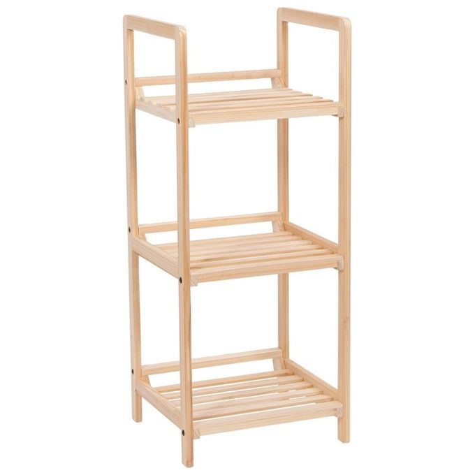 Scaffale Portatutto Aton con 3 Ripiani in Legno 36x33cm-H87cm Naturale