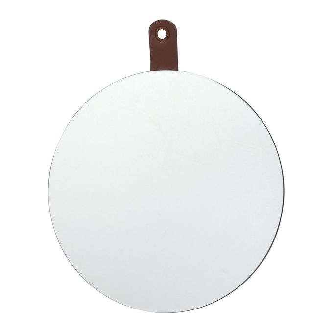 Specchio Decorativo da Parete Tondo Dandy con Grancio in Cuoio Diametro 50 cm