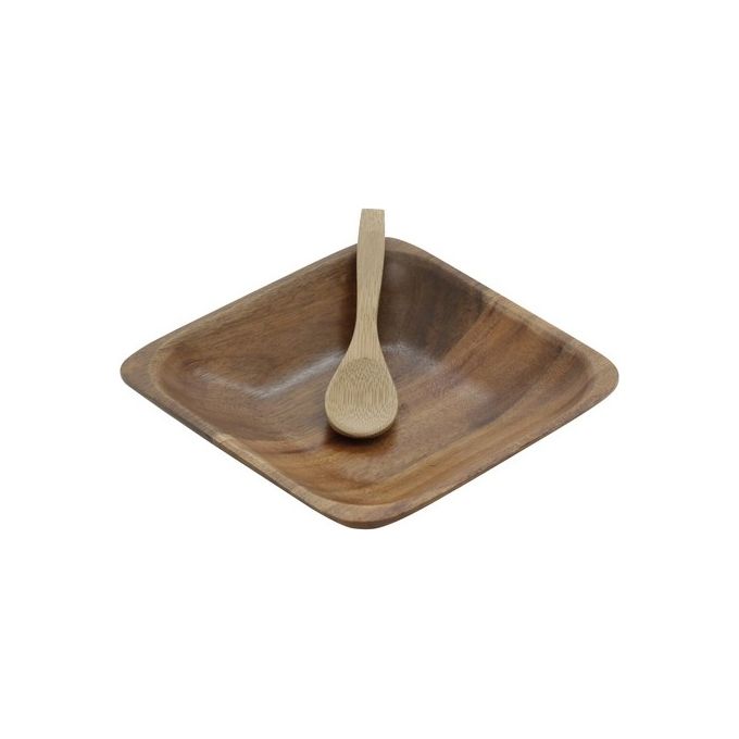 Coppetta Quadra con Cucchiaio 13X13 Acacia con Cucchiaio Bamboo