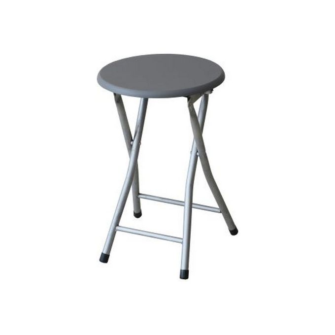 Sgabello Pieghevole con Seduta in Pvc e Struttura in Metallo 30x30cm-H45cm Grigio