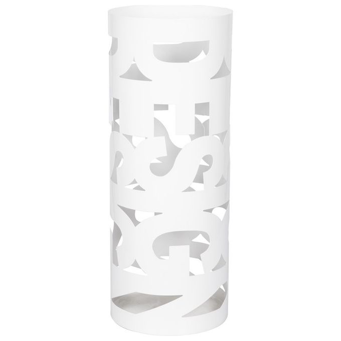 Portaombrelli Tondo Design in Ferro Battuto 20X52 cm Bianco Lucido