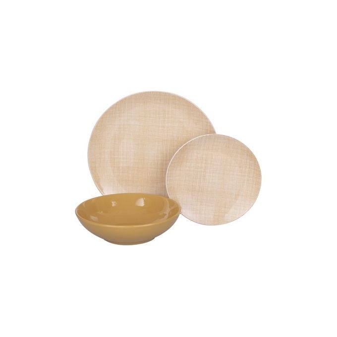 Set Tavola 18 Pezzi Fabric in Porcellana -Stoneware Sabbia