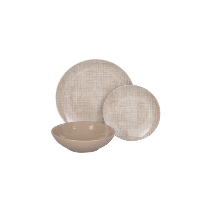 Set Tavola 18 Pezzi Fabric in Porcellana-Stoneware Tortora