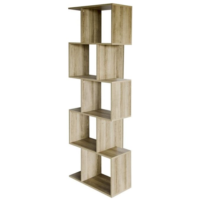 Libreria con Ripiani Sfalsati in Legno Truciolato 58x28cm-H180cm Marrone