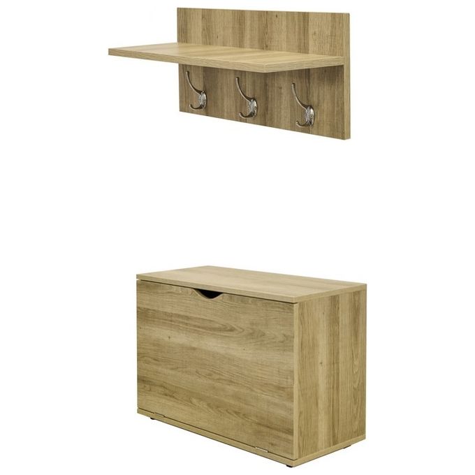 Ingressino Appendiabiti con 1 Anta in Legno Truciolato 60x30cm-H46cm Marrone