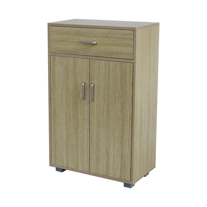 Scarpiera con 2 Ante e 1 Cassetto in Legno Truciolato 60x30cm-H95cm Marrone
