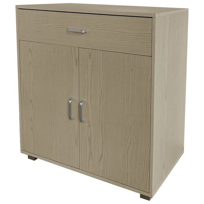 Mobiletto Multiuso con 2 Ante e 1 Cassetto in Legno Truciolato 80x40cm-H82,5cm Marrone