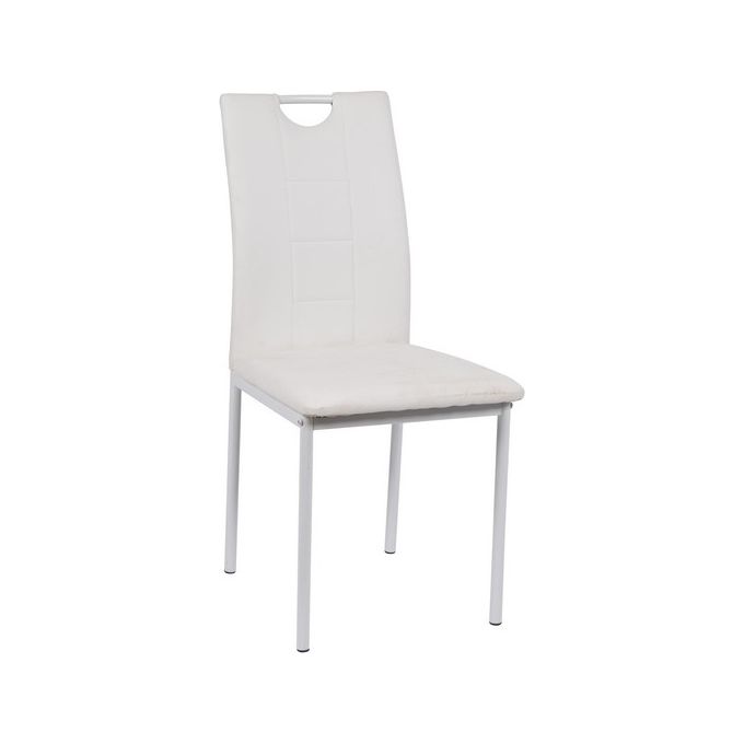 Sedia Olivia in Similpelle e Gambe in Metallo 55X43Cm-H93Cm - Bianco