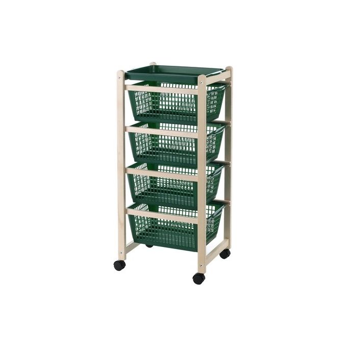 Carrello Salva Spazio in Legno di Faggio 30X36XH82 cm Naturale