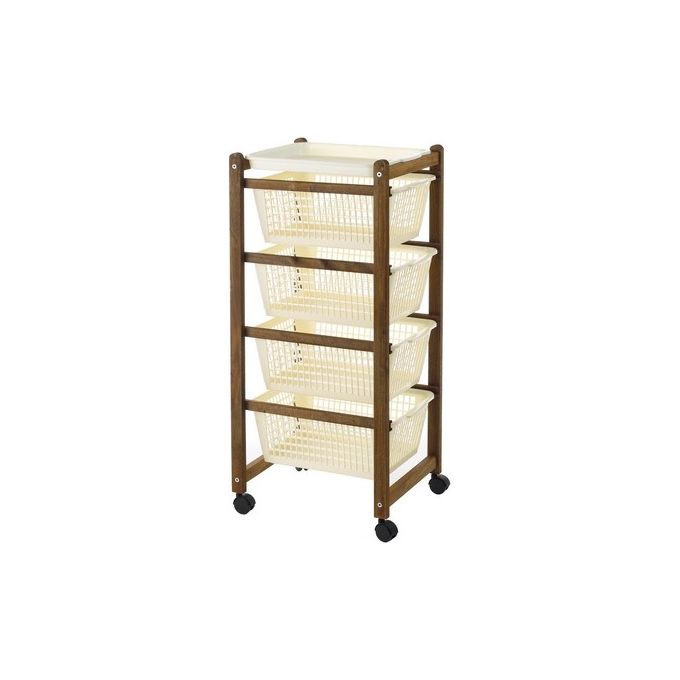 Carrello Salva Spazio in Legno di Faggio 30X36XH82 cm Noce