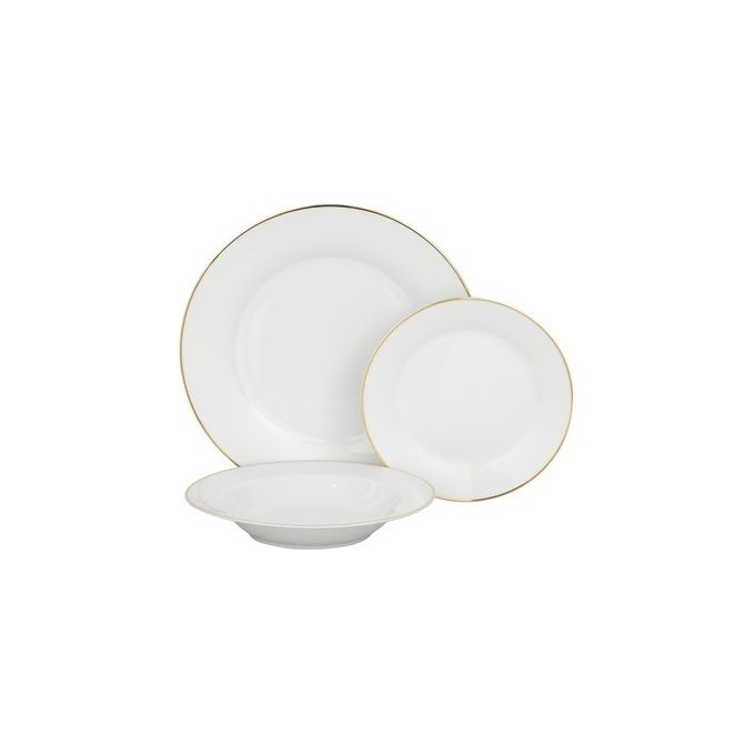 CASA COLLECTION Set Tavola 18 Pezzi Sogno Filo Oro in Porcellana per Un Elegante Servizio di Piatti