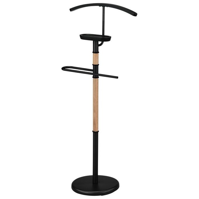Indossatore Mirek in Legno e Metallo 45x28cm-H110cm Naturale-Nero