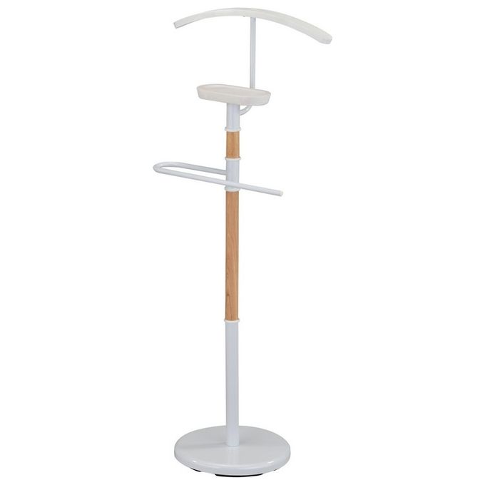 Indossatore Mirek in Legno e Metallo 45x28cm-H110cm Naturale-Bianco