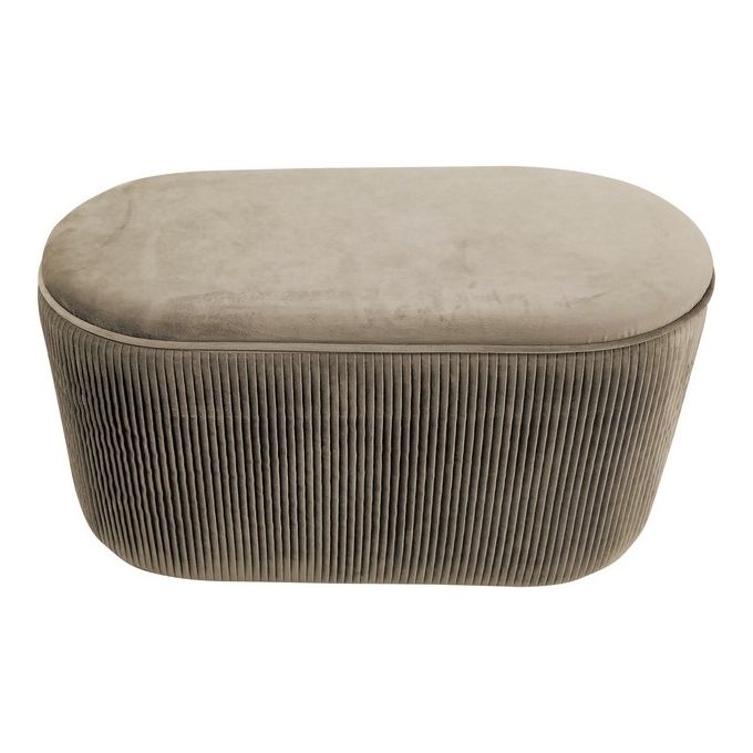 Pouf Ovale con Coperchio Arhis in Velluto 80x40cm-H40cm Grigio