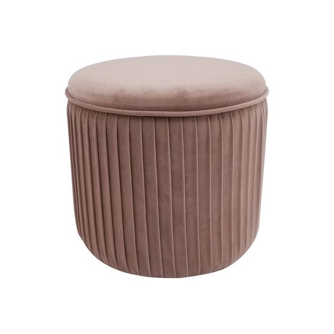 Pouf Rotondo con Coperchio Leon in Velluto 38x38cm-H35cm Rosa