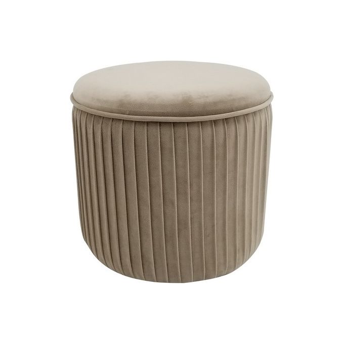 Pouf Rotondo con Coperchio Leon in Velluto 38x38cm-H35cm Grigio