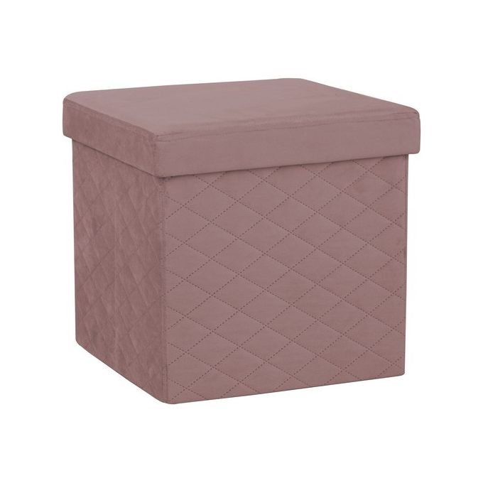 Pouf Quadrato con Coperchio Simphlic in Velluto 35x35cm-H34,5cm Rosa