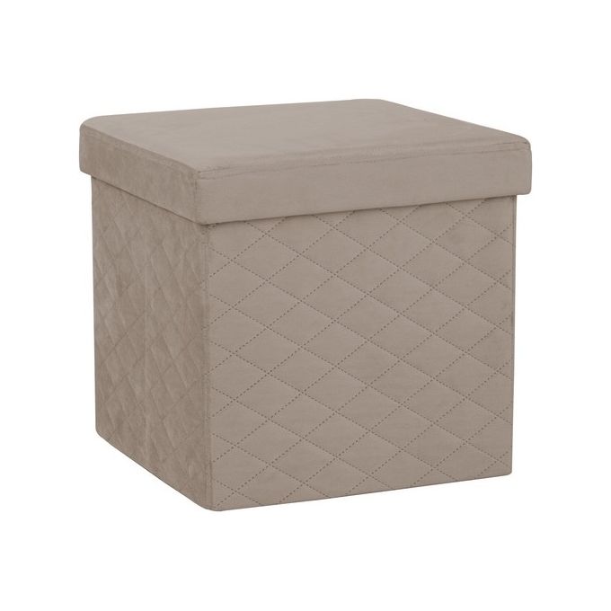 Pouf Quadrato con Coperchio Simphlic in Velluto 35x35cm-H34,5cm Grigio