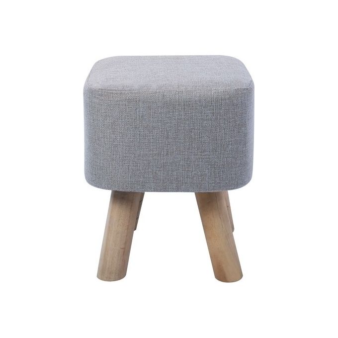 Pouf Quadrato Ares in Poliestere con Gambe in Legno 28x28cm-H36cm Grigio