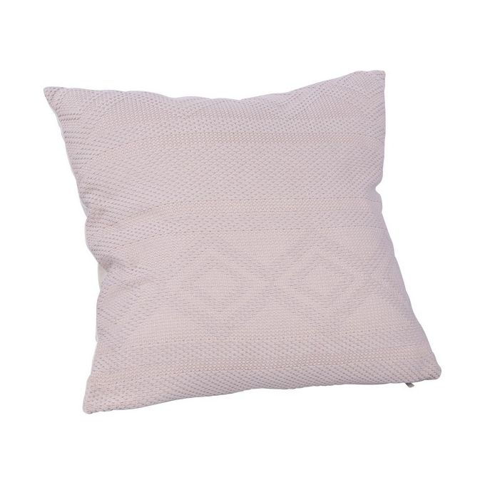 Cuscino da Arredo Sfoderabile Lagos con Motivi Grafici Ricamati 70% Poliestere e 30% Cotone 45X45 cm Beige
