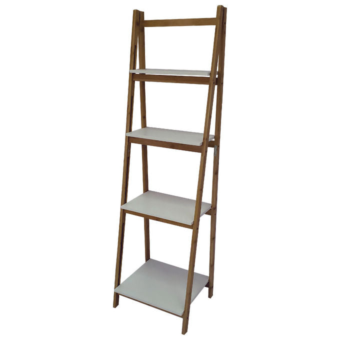 SCAFFALE 4 RIPIANI LILA 41,5X34X140 BAMBOO BIANCO-NATURALE
