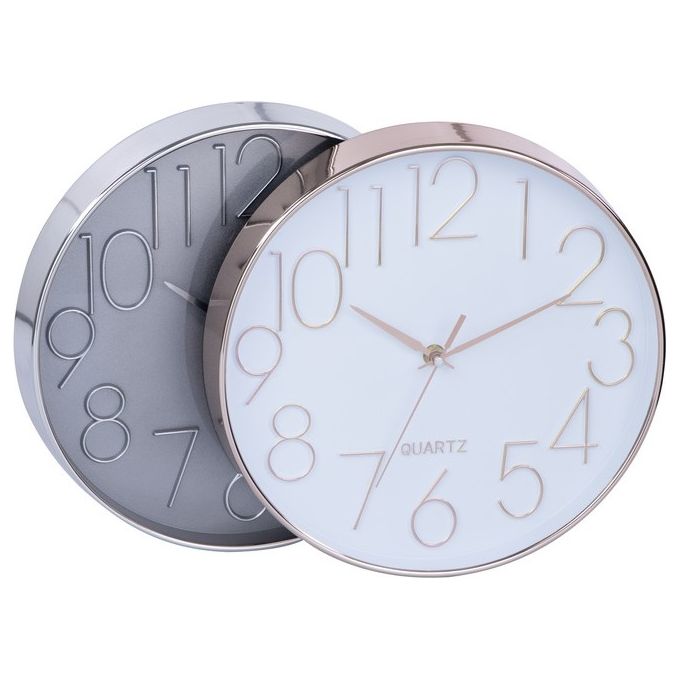 Orologio da Parete Soho in Plastica e Vetro Diametro 28 cm Silver e Oro Rosa