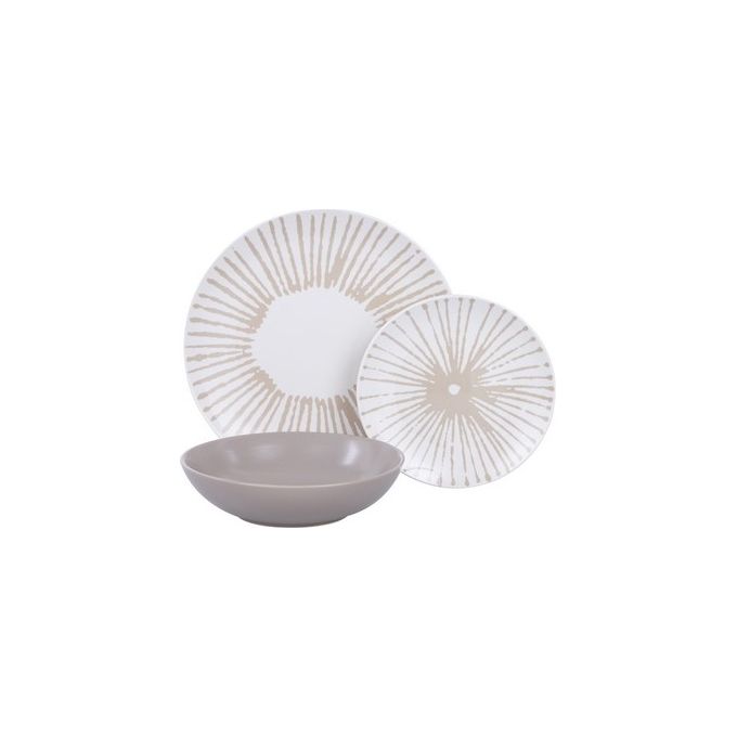 Set Tavola 18 Pezzi Jelly in Porcellana-Stoneware Tortora