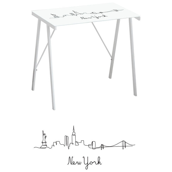 TAVOLO PC CON TOP IN VETRO TEMPERATO SKYLINE 80X50X74