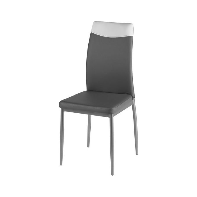 Sedia Atena in Similpelle 44X42Cm-H99Cm Grigio Scuro-Bianco