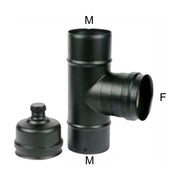 Maral - Gomito a T in acciaio inox Ø10 cm, con tappo ispezione nero, per canne pellet