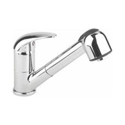 Eurorama Miscelatore Lavello Telescopico – Miscelatore da cucina monocomando, installazione su piano-vasca, materiale ottone cromato, doccetta estraibile e cartuccia da 40 mm, cromato