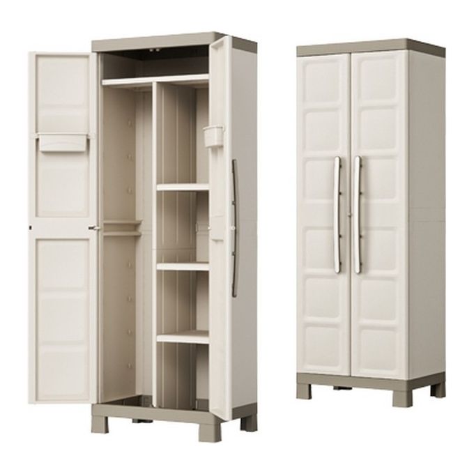 Keter Armadio Portascope Excellence Sabbia Kis 65x45x182cm per Esterno con Ampio Spazio di Archiviazione