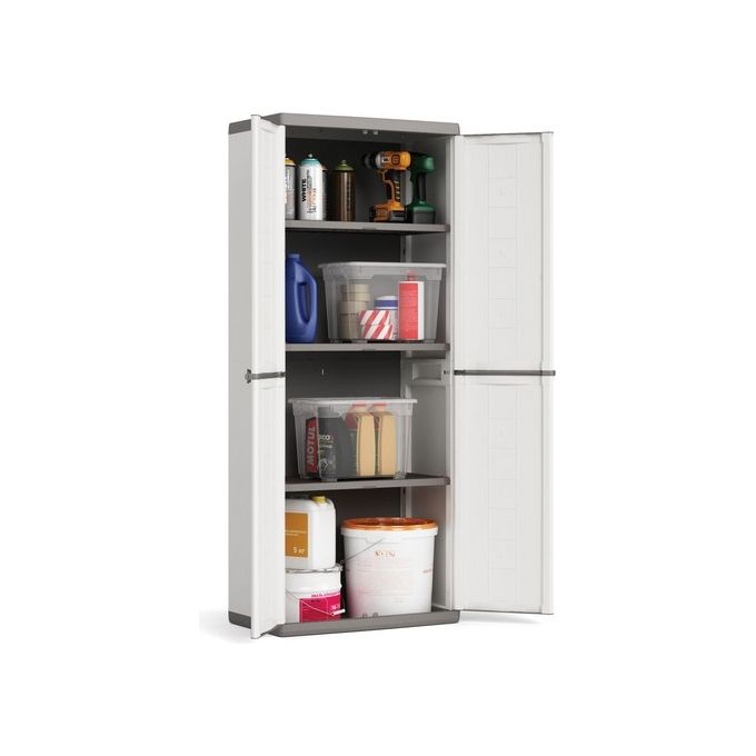 KETER Armadio da esterno in resina JOLLY Alto con 3 ripiani regolabili 68x39x166h per organizzazione ottimale