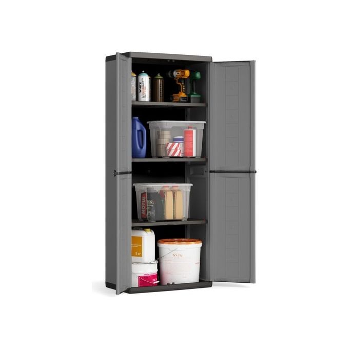 KETER Armadio da esterno in resina JOLLY Alto con 3 ripiani regolabili 68x39x166h per organizzazione ottimale
