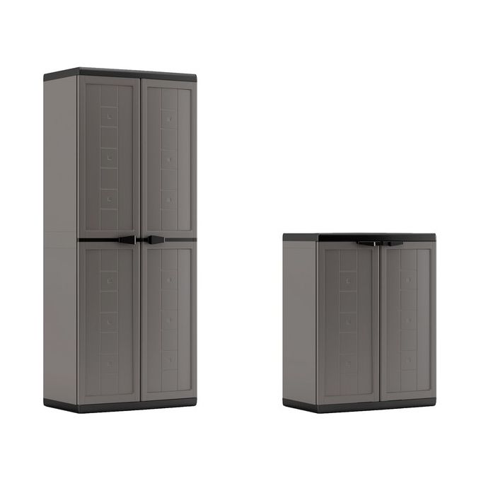 KETER Armadio da esterno in resina JOLLY Alto con 3 ripiani regolabili 68x39x166h per organizzazione ottimale