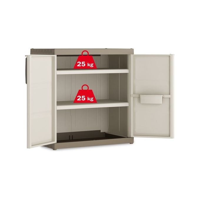 KETER Armadio da esterno in resina EXCELLENCE XL Basso con 2 ripiani regolabili 89x54x93h per un'organizzazione ottimale