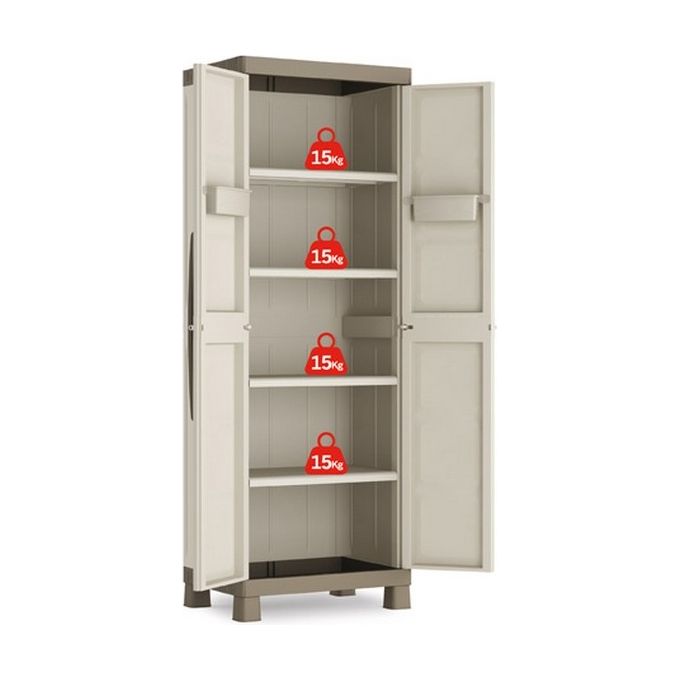Keter Armadio da esterno in resina ExcellenceE Alto con Tutto Piani e 4 ripiani regolabili dimensioni 65x45x182H