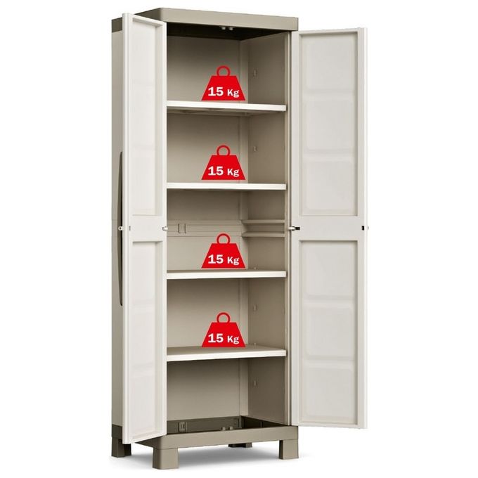 Keter Armadio da esterno in resina ExcellenceE Alto con Tutto Piani e 4 ripiani regolabili dimensioni 65x45x182H