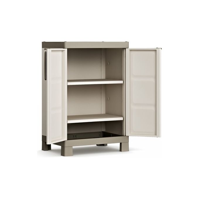 Keter Armadio da esterno in resina Excellence Basso con 2 ripiani regolabili 65x45x97h per organizzare spazi esterni