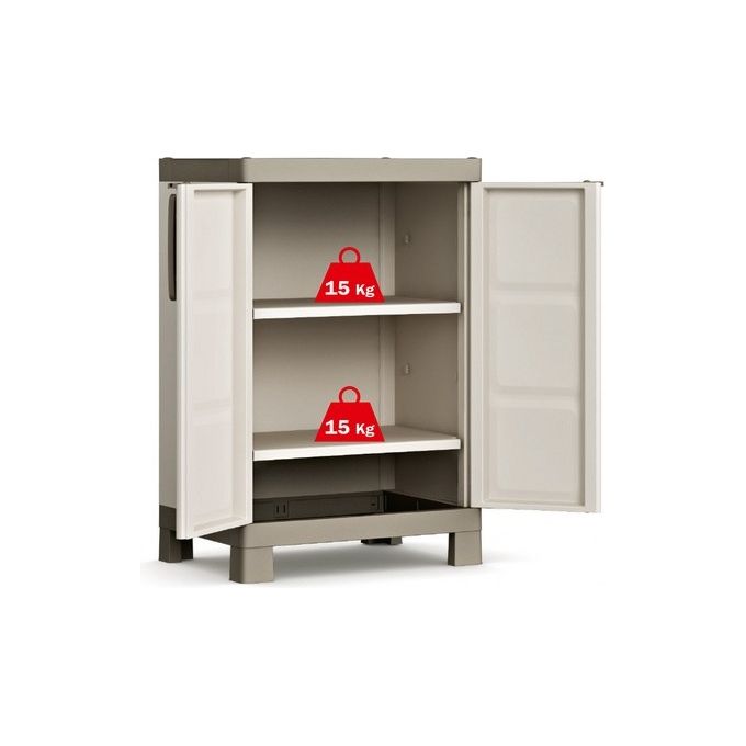 Keter Armadio da esterno in resina Excellence Basso con 2 ripiani regolabili 65x45x97h per organizzare spazi esterni