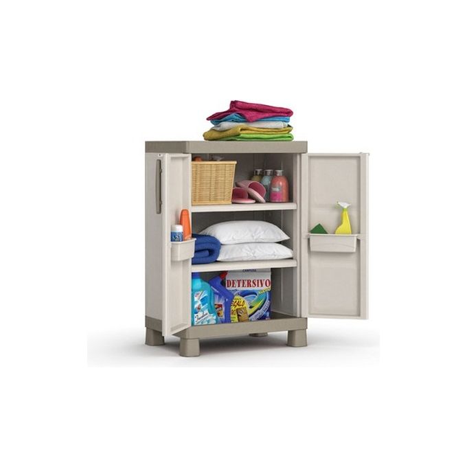 Keter Armadio da esterno in resina Excellence Basso con 2 ripiani regolabili 65x45x97h per organizzare spazi esterni
