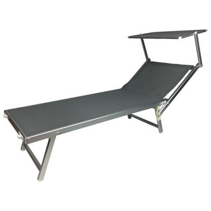 Brixo Lettino da Spiaggia Rimini in Grigio con Struttura Resistente e Tessuto Traspirante Ideale per Relax all'Aria Aperta
