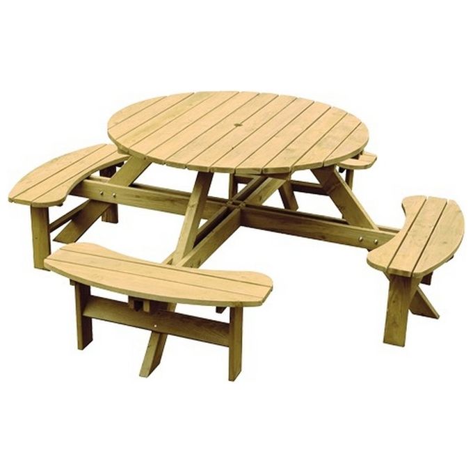 Brixo Tavolo Tondo con Panche Lasa 110x186x68cm