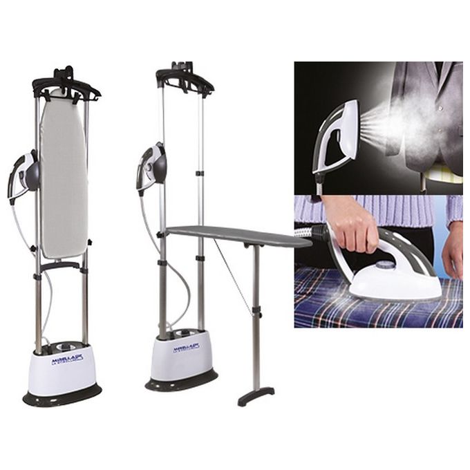 Brixo Mirella - Ferro da stiro a vapore, potenza 2 200-2 400 W, serbatoio 1,0 L, colpo vapore 120 g-min, vapore continuo regolabile, piastra in acciaio inox, funzioni: autopulizia, antigoccia, vertical steam, Grigio
