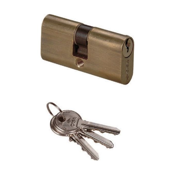 Cisa 08210130 Cilindro Ovale Chiave-Chiave 35 X 35 = 70 Mm Chiave Piatta Cifratura Kd Ottone Satinato